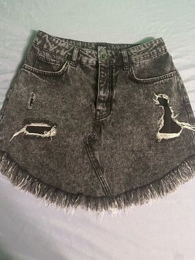 BDG Washed Black Distressed Denim Mini Skirt